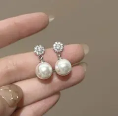 パールドロップCZダイヤピアス