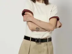6(ROKU)オーガニックコットン カラー ショートスリーブ ニットオフホワイトのサムネイル