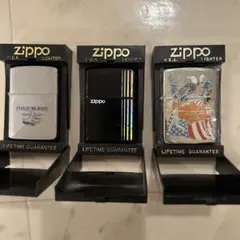 Zippoライター3点セット（シルバー・ブラック・アメリカ国旗） - メルカリ