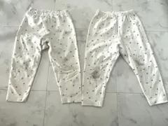 【2枚セット】UNIQLO 白　ハート柄レギンス 90cm ホワイト　汚れあり