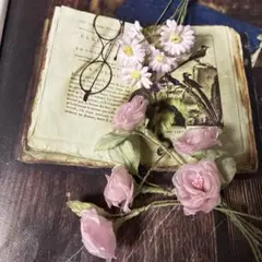 布染め花　ミニマーガレット ミニ薔薇　ドール用　カチューシャ アレンジされて