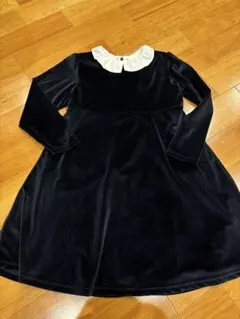 プティマイン　ブラックベロア　フォーマルワンピース