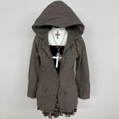 平成ギャル y2k　ミニタリージャケット カーキ フェアリーグランジ　ダークコア