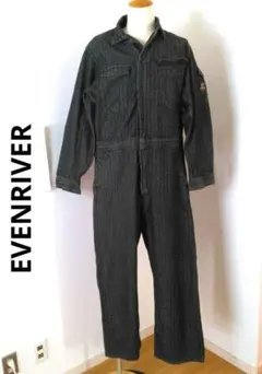 ​【EVENRIVER】イーブンリバー ヘリンボーンブラック つなぎ 作業着LLのサムネイル