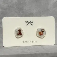 ハンドメイド　ピアス　犬とプレッツェル