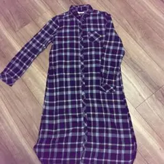 earth チェック柄 ロングシャツワンピース