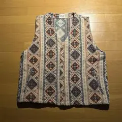 gloster ゴブランベスト ネイティブ柄 総柄 エスニック レトロ 刺繍