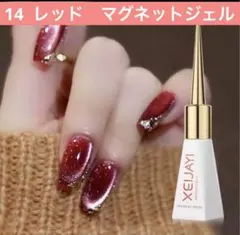 14 XEIJAYI 　赤　レッド　マグネットジェルネイルキャッツアイネイル