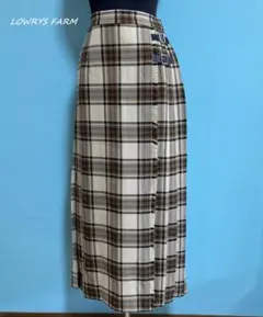 36・LOWRYS FARM　チェックのロング巻スカート　裏地　M　ローリーズ