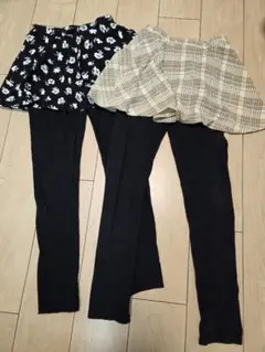 花柄⁄チェック柄 スカッツ　2枚 160cm