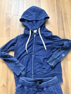 Champion ネイビー フルジップ パーカー セットアップ S