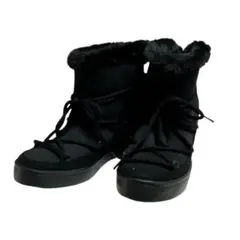 軽量！暖かい！24.5cm黒 ファー付き ムートンブーツ