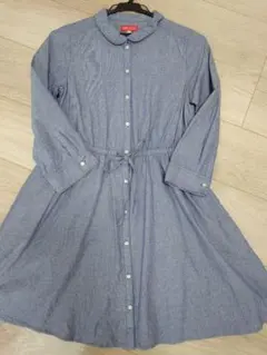 earth music&ecology シャツワンピース 青系 長袖 サイズS