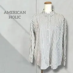 【アメリカンホリック】メンズ ビッグシルエット ストライプ シャツ 長袖