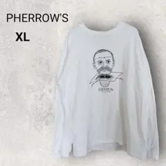 フェローズ グラフィック ロンT 長袖Tシャツ XL 白 ジーニアス 日本製