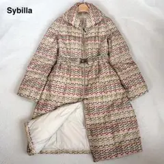 Sybilla シビラ ダウンコート 女優襟 総刺繍 Aライン ベルト付 ロングのサムネイル