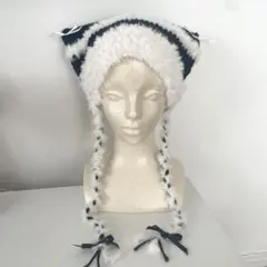 ハンドメイド　ネコ耳ニット帽　no.123