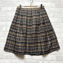 イノウェーブ フレアスカート M ブラック チェック ひざ丈 シック お呼ばれのサムネイル