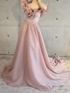 フリル付きオフショルダー ロング(カラードレス)