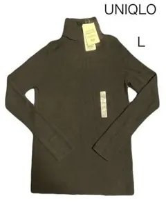 ユニクロ エクストラファインメリノリブタートルネックセーター 黒 Lサイズ