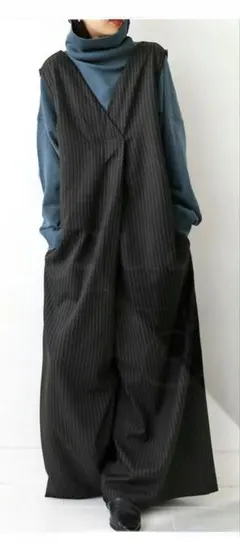 antiquaアンティカ 大人綺麗 タックデザイン サロペット