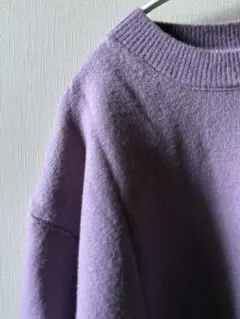 ラベンダー 長袖 ニットセーター