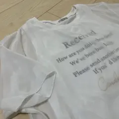 ホワイト シースルー Tシャツ メッセージプリント 3L