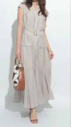 ノースリーブシャツワンピース グレー サイズ1