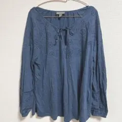 【 L 】刺繍 長袖シャツ トップス チュニック 春服