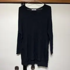 ROSIEE ロージー　 ブラック Vネック リブ編み ニット　2L（LL）