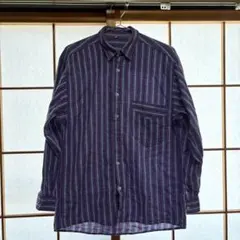 シャツ ストライプ 紫 古着 ヴィンテージ レトロ