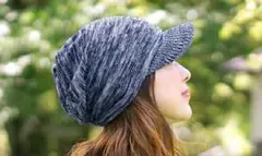 ストライプ　ニットキャップ　M