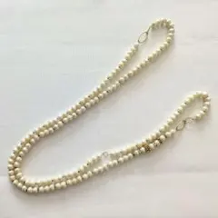 ホワイト＆ゴールド コットンパール 二重ネックレス