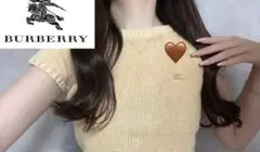 定番人気♡バーバリー　半袖ニット ロゴ刺繍　オートミール　かわいい