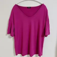 美品 EasyGala ピンク Vネック 半袖Tシャツ L