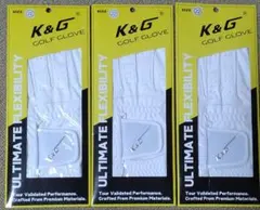 【サイズ22】K&G ゴルフグローブ 左手3個セット