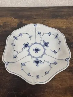 【希少】ロイヤルコペンハーゲン ブルーフルーテッド プレイン 六角形 プレート ブルーフルーテッド プレイン プレート 19cm|ロイヤル