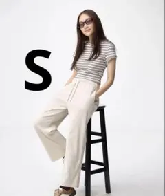 ジーユー　リブプルオンパンツ　S 短め丈