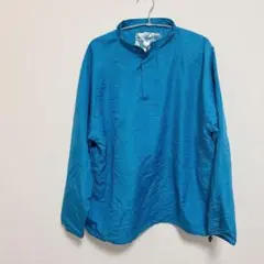 長袖ウィンドブレーカー 【M】ブルー ハーフジップ 防水 ナイロンジャケット 青