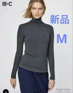 【新品】UNIQLO 極暖ヒートテックカシミアブレンドタートルネックTシャツ　M