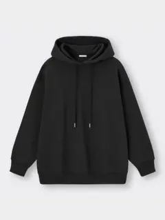 GU　ダブルフェイスビッグプルパーカー　ブラック　黒Мサイズ　フード付