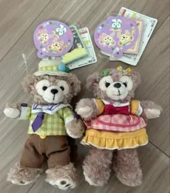 新品未使用 タグ付 ダッフィ シェリーメイ　スプリングタイム ぬいぐるみバッジ