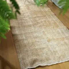 101×203 ペールオレンジ　ワンカラーラグ　トルコヴィンテージラグ