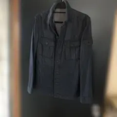 ダークグレー デニム風 長袖シャツ