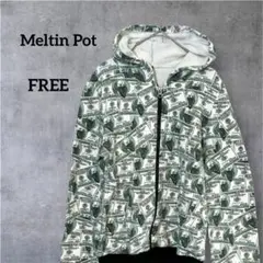 【希少 】Meltin Pot ドル札柄パーカー 男女兼用 綿 フリーサイズ