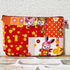 ＊コッカ＊ソーイングアニマル レッド系 20cmファスナーポーチ