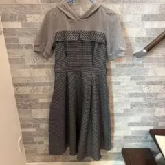 axes femme パーカーチェックワンピース フード付き