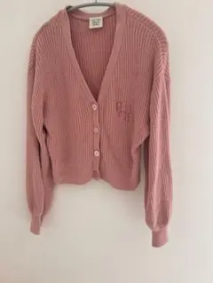 ジェラピケ ピンク リブ編み カーディガン