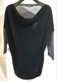 セオリー　theory ベロア　シースルーコンビ素材トップス　七分丈　M