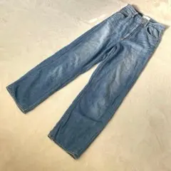 AZUL by MOUSSY ハイウエストワイドデニム ストレート ブルー